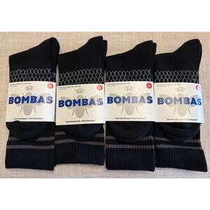 Bombas Black & Gray - Crew Socks - 4-Pair Pack – Medium W 8-10.5 & M 6-9 - NEW